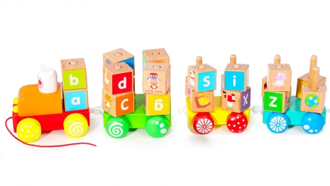 Trenino di legno educativo con blocchi e alfabeto Ecotoys