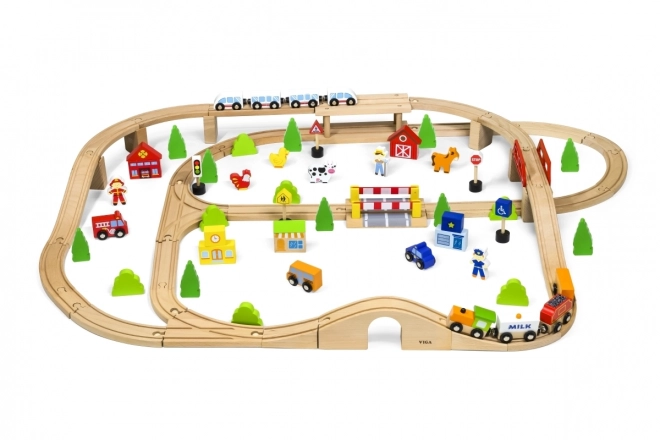 Pista dei treni in legno 90 pezzi