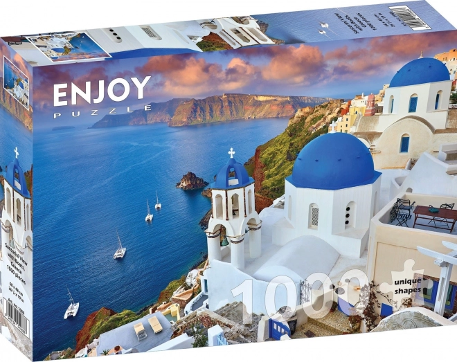 Puzzle Vista Barche Santorini - Grecia 1000 Pezzi