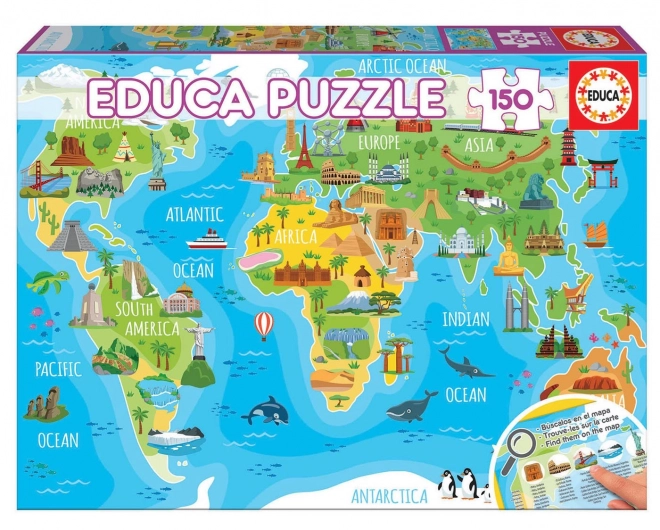 Puzzle mappa monumenti del mondo 150 pezzi