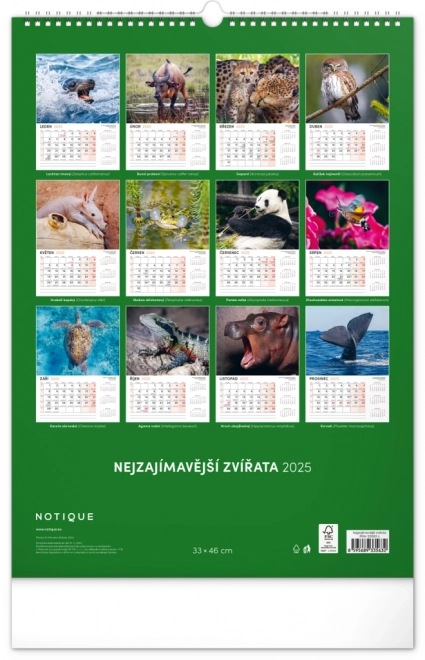 Notique calendario da parete animali affascinanti 2025