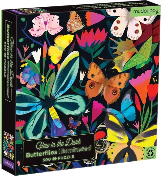 Puzzle Mudpuppy Farfalle brillano al buio 500 pezzi
