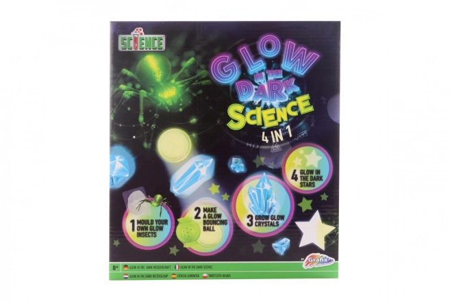 Set scientifico che brilla al buio