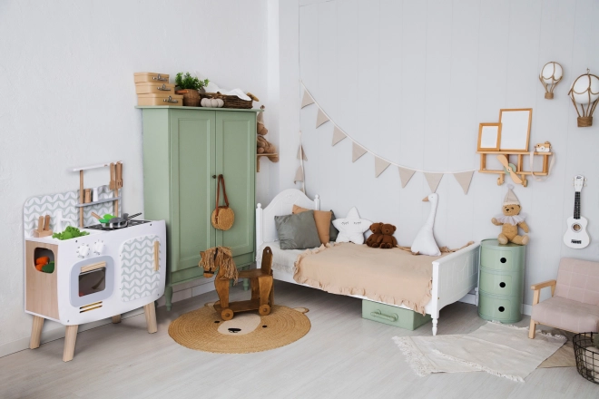 Cucina in legno per bambini stile retrò con accessori ECOTOYS