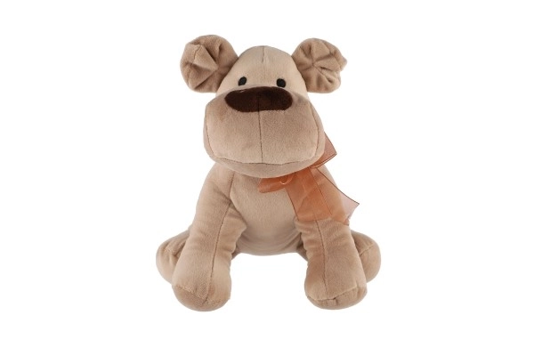 Cane Peluche Seduto con Fiocco Marrone 23cm