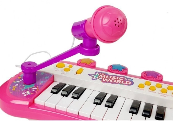 Tastiera Bambini con Microfono Rosa 24 Tasti USB