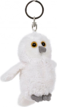 portachiavi peluche civetta delle nevi 8 × 6 cm bianco