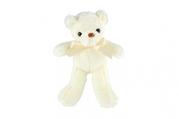 Orsetto di peluche bianco con fiocco 30 cm