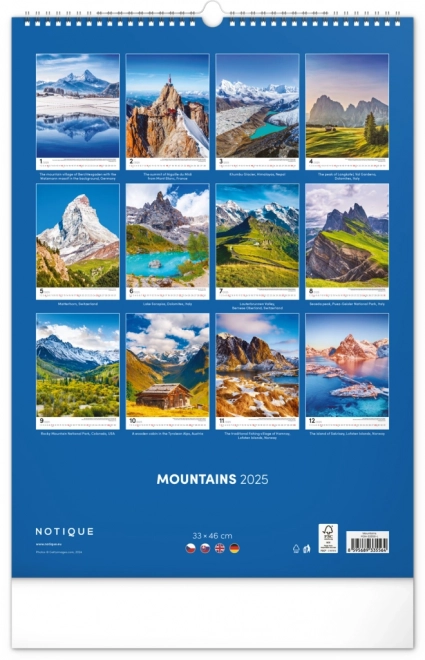 Calendario da parete Montagne 2025