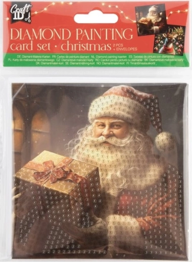 Pittura diamante – biglietti di Natale Babbo Natale e renna 13 × 13 cm