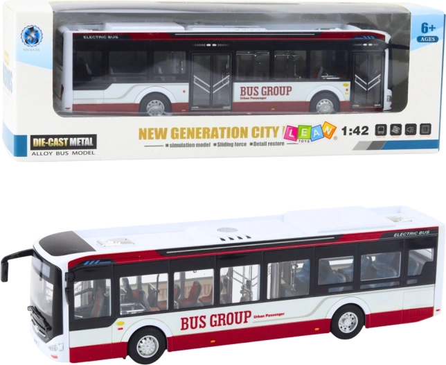 Autobus urbano in metallo con luci e suoni 1:42, rosso