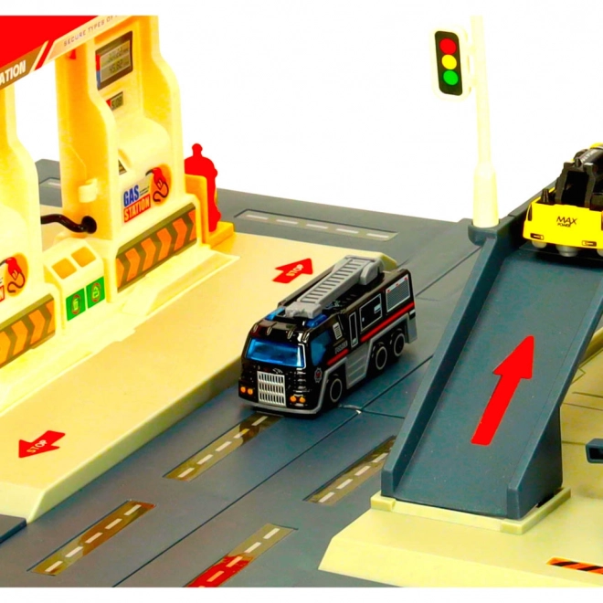 Set stazione di servizio e parcheggio per bambini