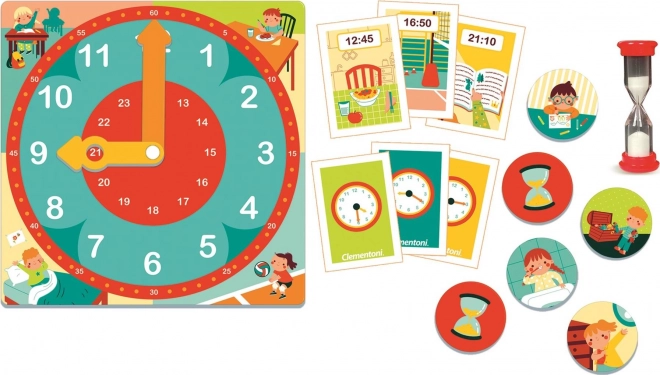 Orologio colorato e carte
