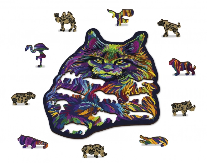 Puzzle in legno Gatto Selvaggio Arcobaleno 140 pezzi