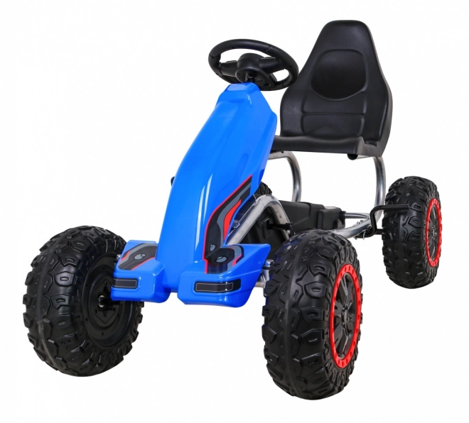 Grande kart a pedali STRONG per bambini Blu + capacità 100 kg + ruote EVA + Freno a mano + Sedile sportivo