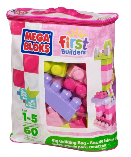 Mega Bloks First Builders Borsa da Costruzione Grandi per Bambine (60 pezzi)