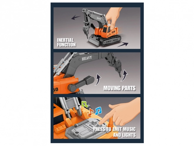 Escavatore cingolato con trapano 1:16 braccio mobile arancione