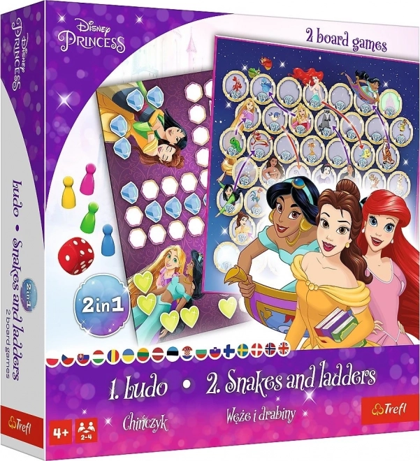 Gioco 2 in 1 Ludo / Serpenti e Scale, Principesse Disney