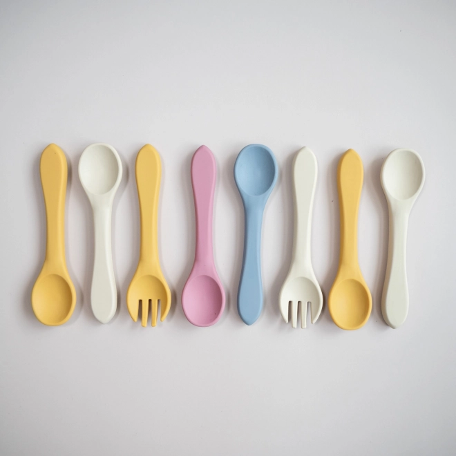 Set per la pappa in silicone per bambini rosa antico