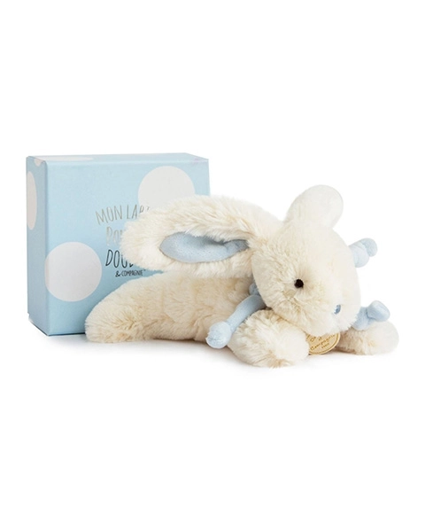 Set regalo con coniglietto di peluche blu 20 cm