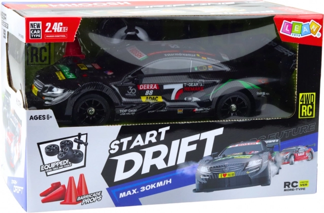 Auto da corsa telecomandato RC nero carbonio 30km/h 1:16