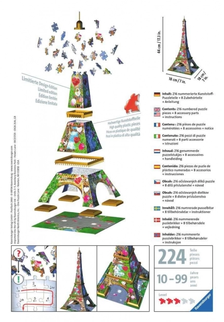 Puzzle 3D Torre Eiffel Edizione Love