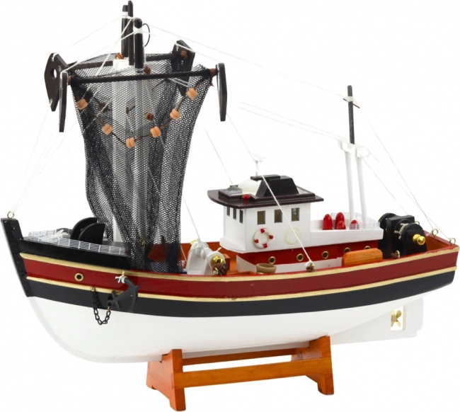 Modello Decorativo di Barca da Pesca con Rete 38x31cm