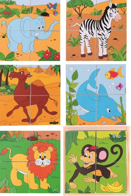 Puzzle cubic con animali dello zoo