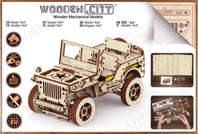 Puzzle 3D Auto Fuoristrada Jeep 4x4 in Legno