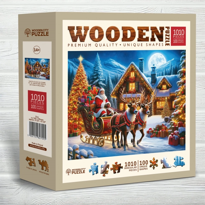 Puzzle di legno Babbo Natale sta arrivando