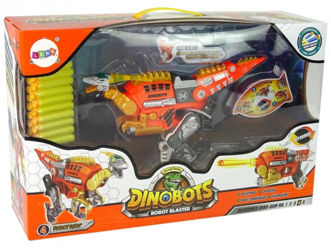 Dinobots trasformabile Velociraptor arancione con scudo