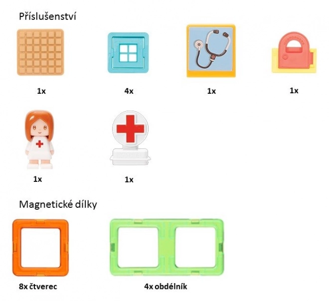 Set di costruzioni magnetiche Città - Ospedale 22 pezzi