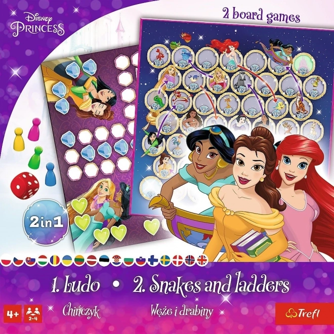 Gioco 2 in 1 Ludo / Serpenti e Scale, Principesse Disney