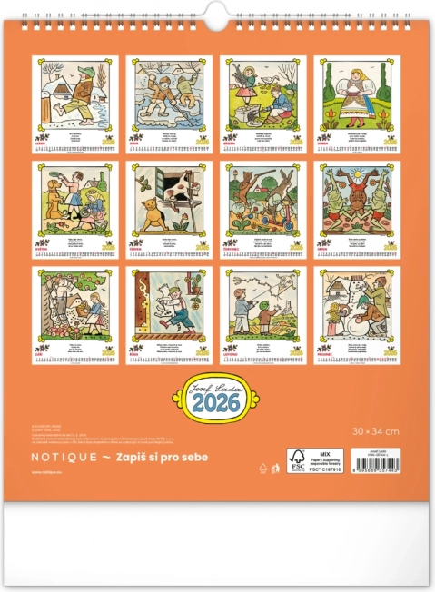 Calendario da parete Josef Lada - Filastrocche 2026