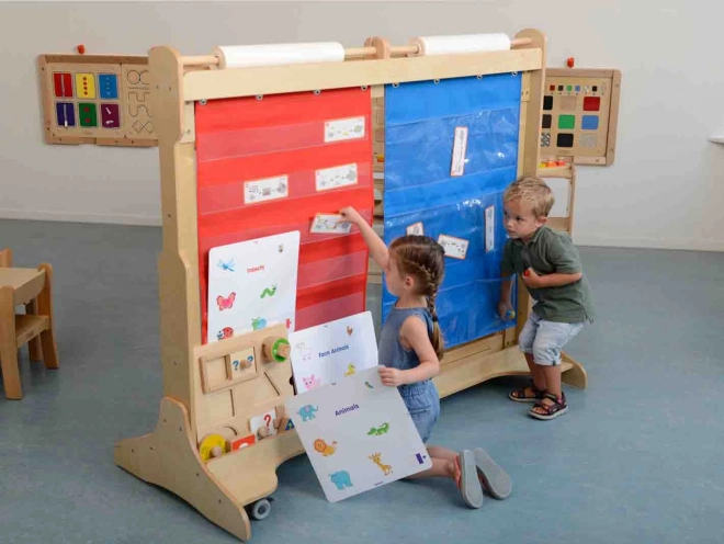 Lavagna rossa con tasche per schede e immagini Masterkidz