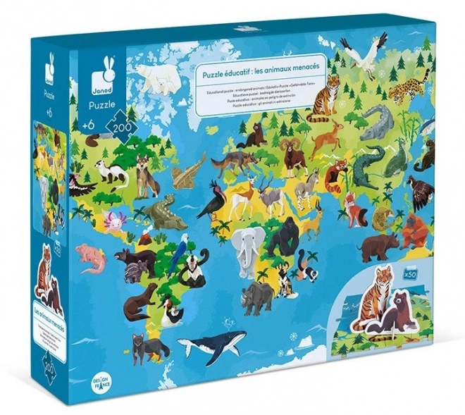 Puzzle educativo animali in via di estinzione