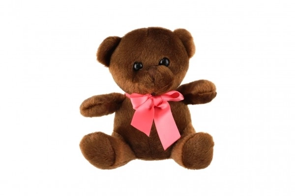 Orsacchiotto seduto con fiocco peluche 15 cm marrone scuro