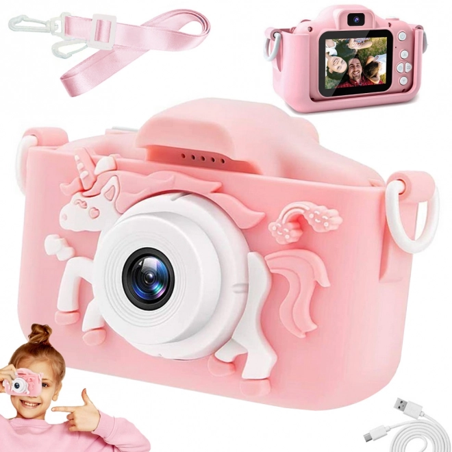 Fotocamera per bambini Unicorno rosa