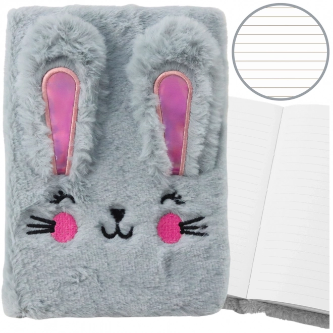 Taccuino di peluche con coniglio colorato A5