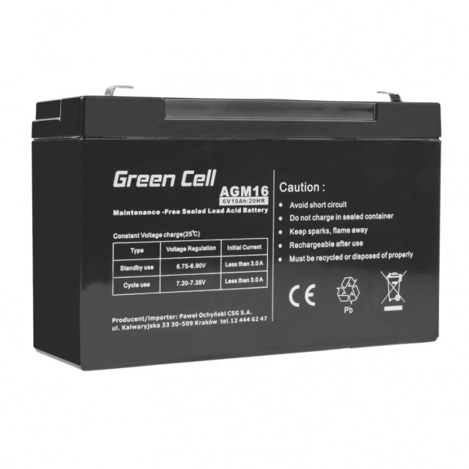 Batteria AGM 6V 10Ah Green Cell