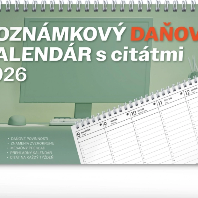 Calendario da tavolo Notique Fiscale con Citazioni 2026