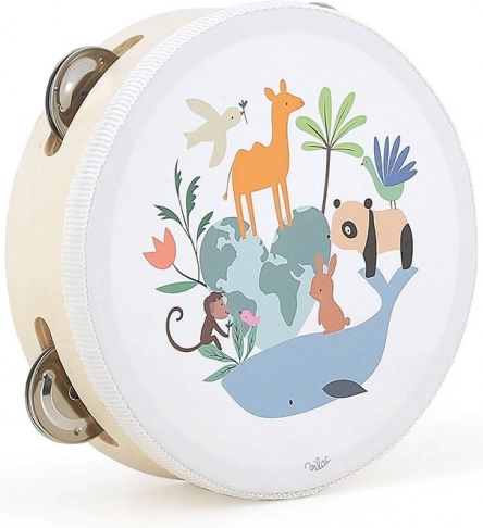 Tamburello in legno Animali del mondo di Sarah Betz