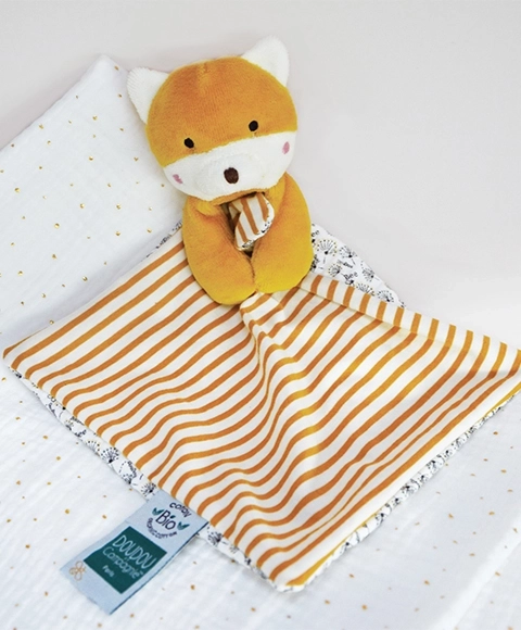 Set regalo Doudou volpe con coperta in cotone biologico