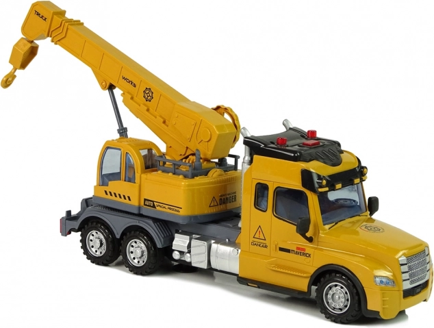 Camion giallo telecomandato con gru e suoni