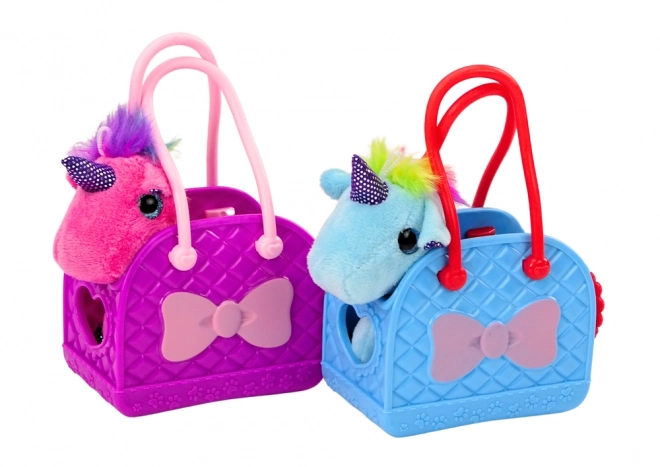 Unicorno di Peluche in Borsa di Gomma Chioma Colorata