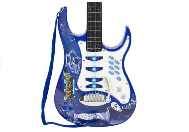 Chitarra elettrica blu per bambini con microfono e amplificatore