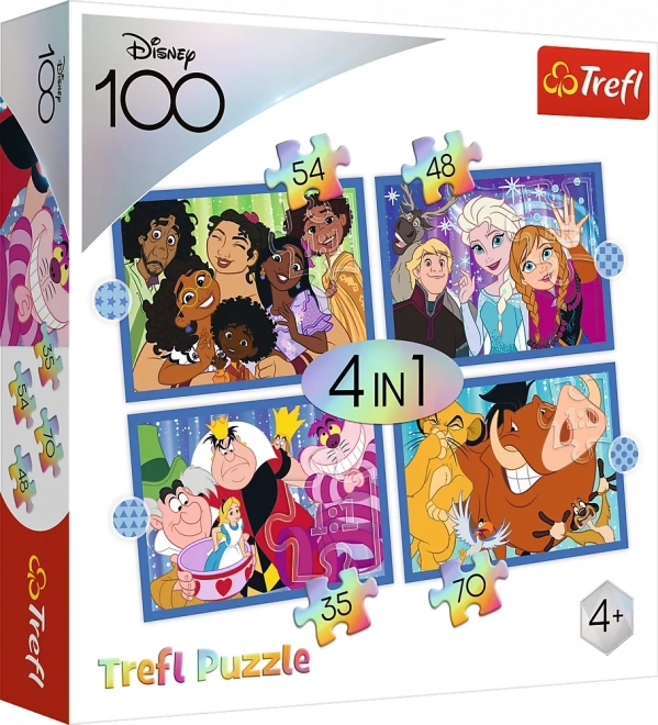 Puzzle Disney 100 anni: Il mondo allegro di Disney 4 in 1