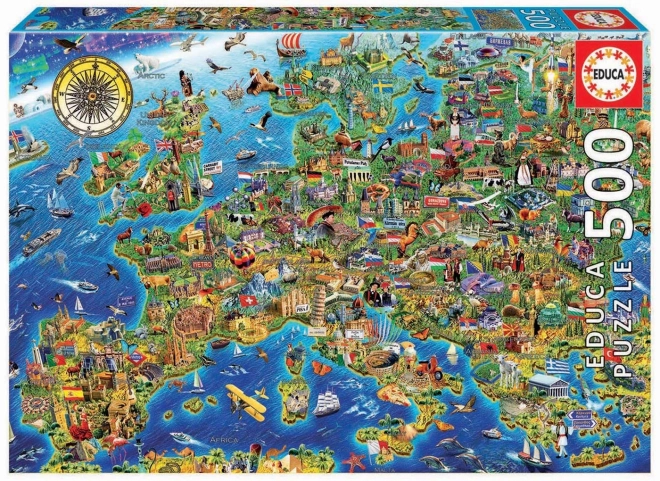 Puzzle Mappa dell'Europa EDUCA 500 pezzi