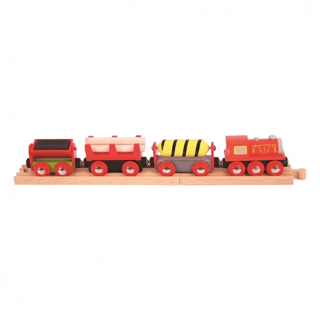 Treno Merci Rosso Bigjigs Rail con Binari Aggiuntivi