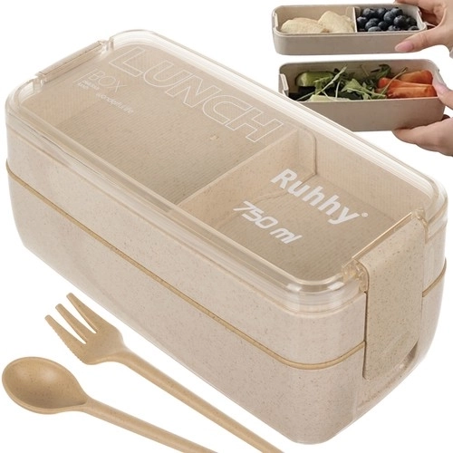 Lunch box con posate ecologiche 750ml